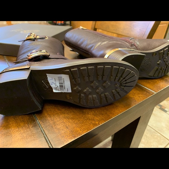 VINCE CAMUTO WINDY MID CALF MOTO BOOTS Leather - Picture 7 of 8